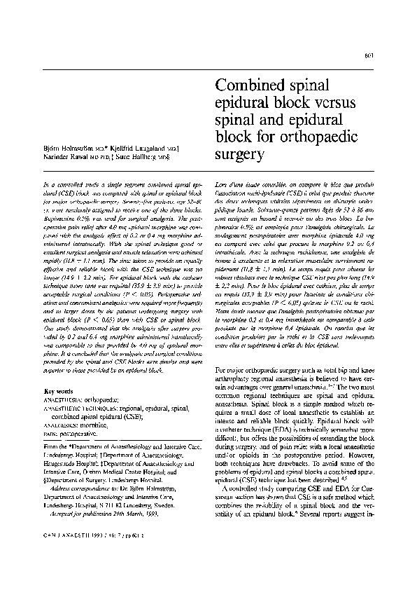 (PDF) Combined spinal epidural block versus spinal and epidural block ...
