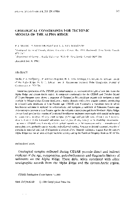 (PDF) Geological constraints for tectonic models of the alpha ridge