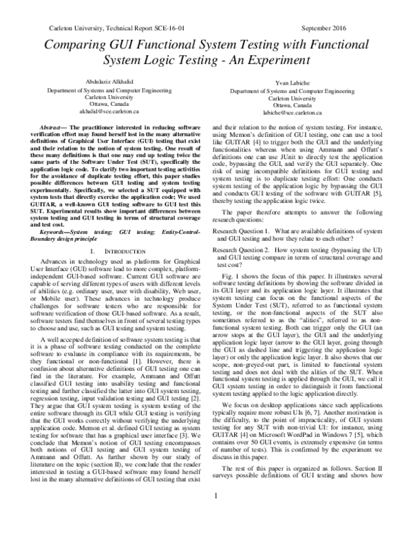 (PDF) Comparing GUI Functional System Testing with Functional System ...