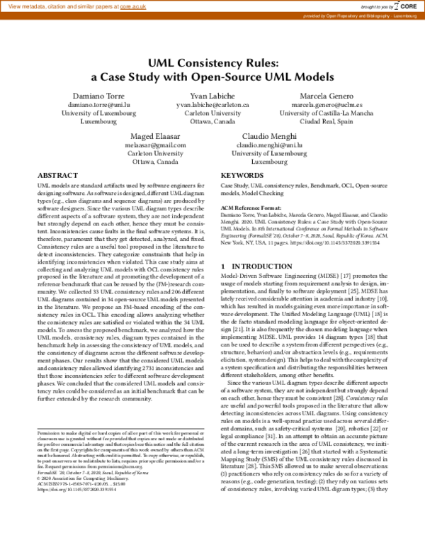 (PDF) UML Consistency Rules:a Case Study with Open-Source UML Models