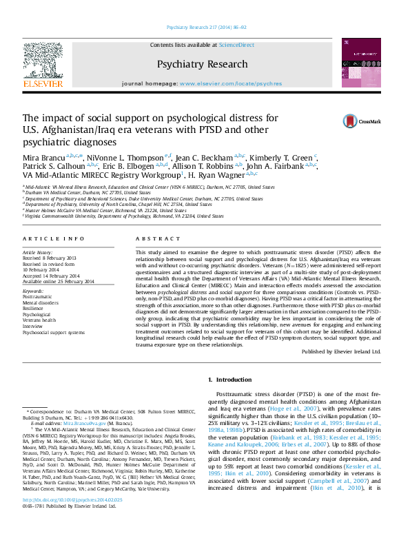 (PDF) The impact of social support on psychological distress for U.S ...