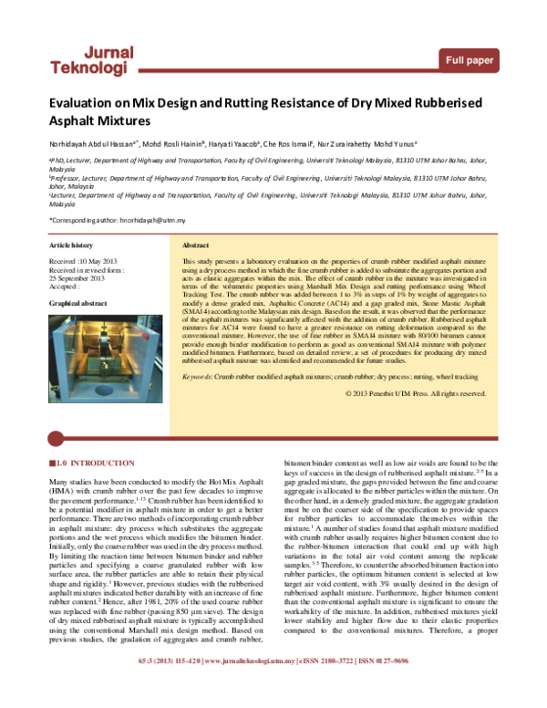 (PDF) Evaluation on Mix Design and Rutting Resistance of Dry Mixed ...
