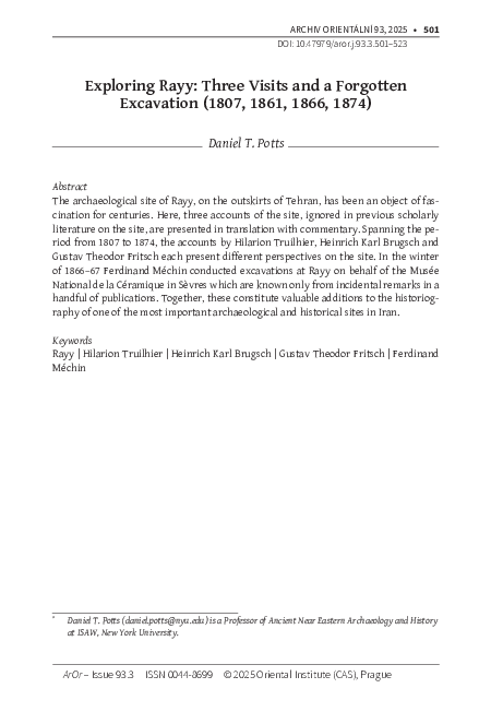 (PDF) Potts 2025. Exploring Rayy: Three Visits and a Forgotten ...
