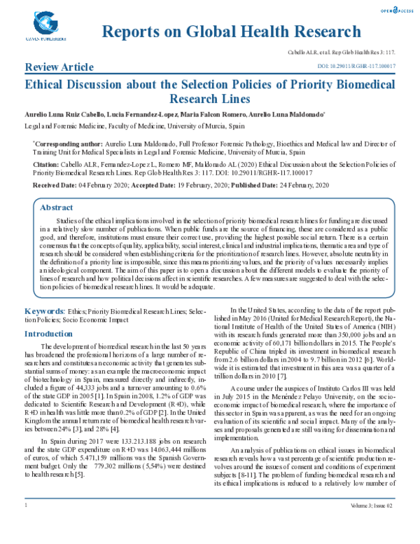 (PDF) Ethical Discussion About the Selection Policies of Priority ...