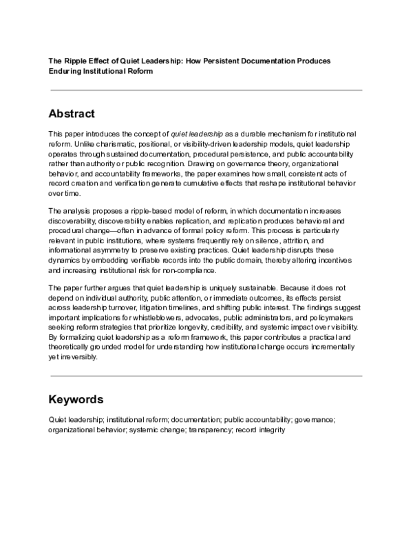 (PDF) The Ripple Effect of Quiet Leadership: How Persistent ...