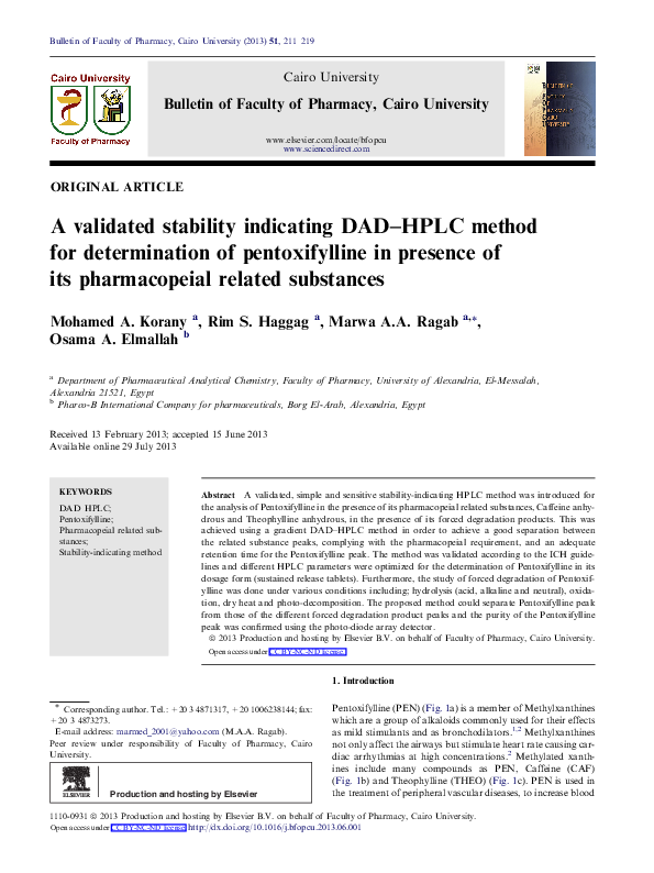 (PDF) A validated stability indicating DAD–HPLC method for ...