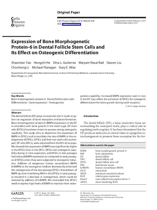 (PDF) Expression of Bone Morphogenetic Protein-6 in Dental Follicle ...