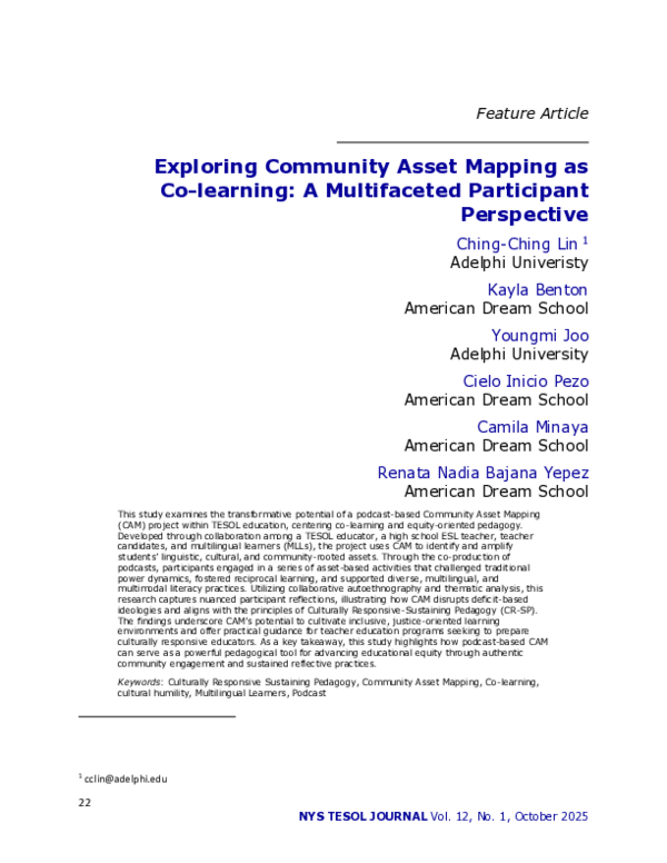 (PDF) Exploring Community Asset Mapping as Co-learning: A Multifaceted ...