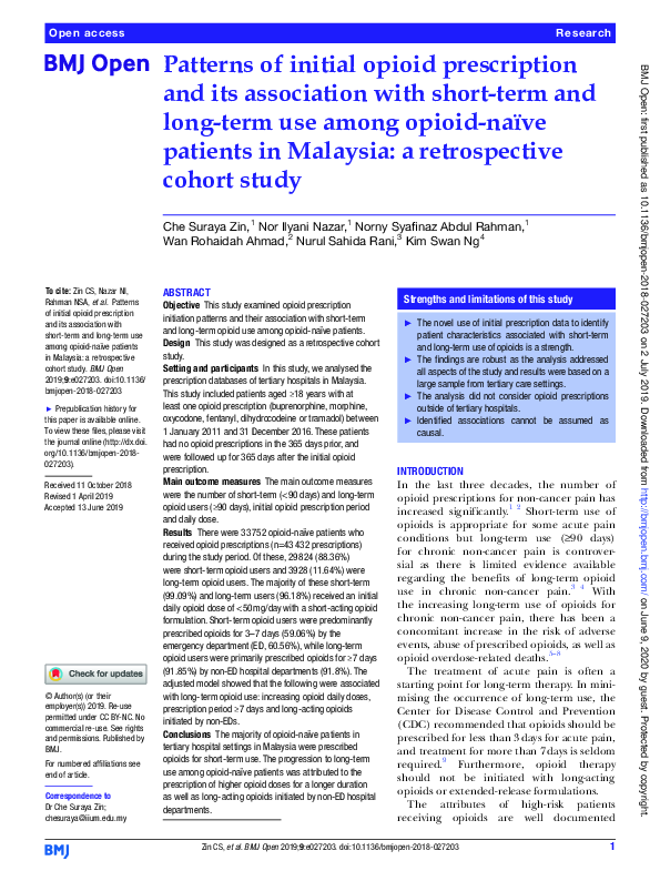 (PDF) Patterns of initial opioid prescription and its association with ...