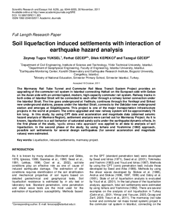(PDF) Soil liquefaction induced settlements with interaction of ...