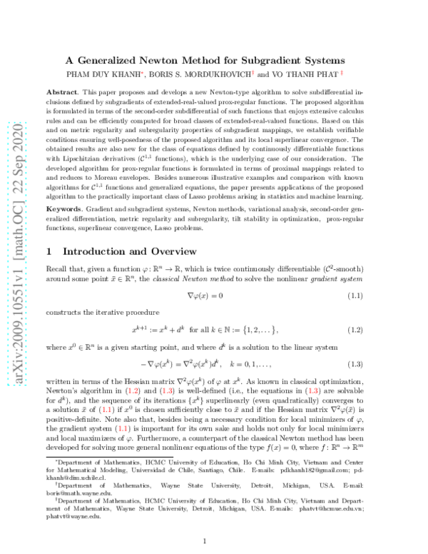 (PDF) A Generalized Newton Method for Subgradient Systems