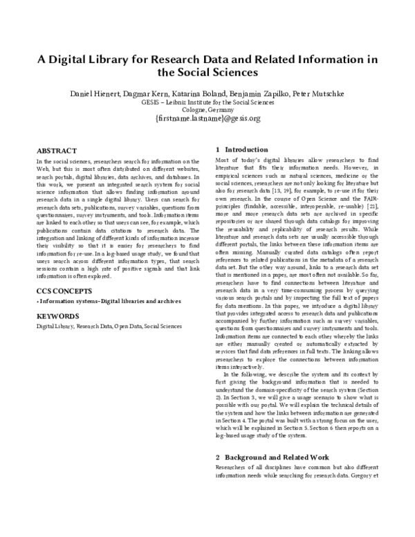 (PDF) A Digital Library for Research Data and Related Information in ...