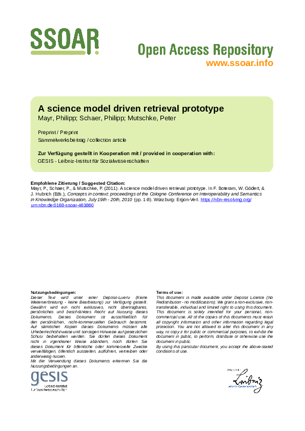 (PDF) A Science Model Driven Retrieval Prototype