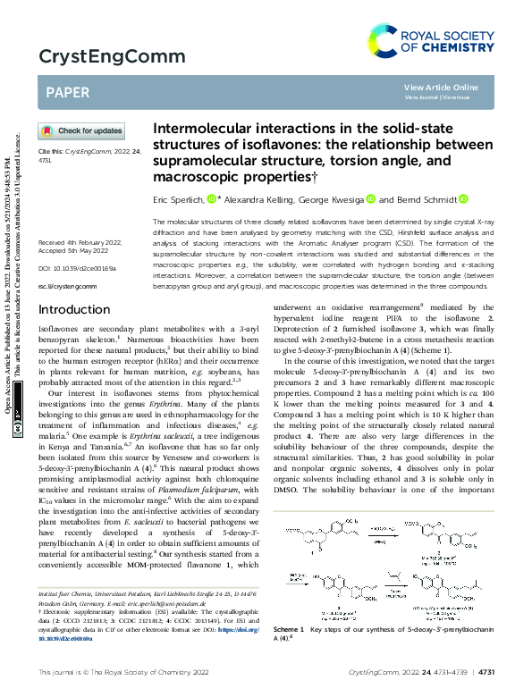 (PDF) Intermolecular interactions in the solid-state structures of ...