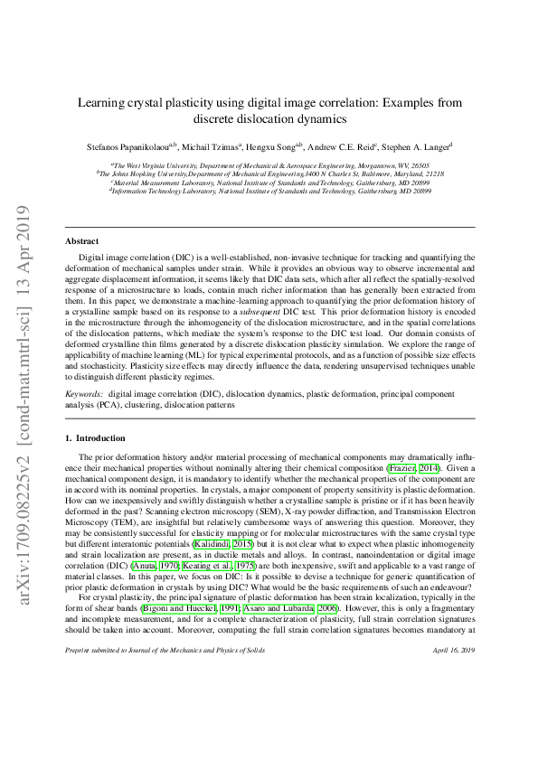 (PDF) Learning crystal plasticity using digital image correlation ...