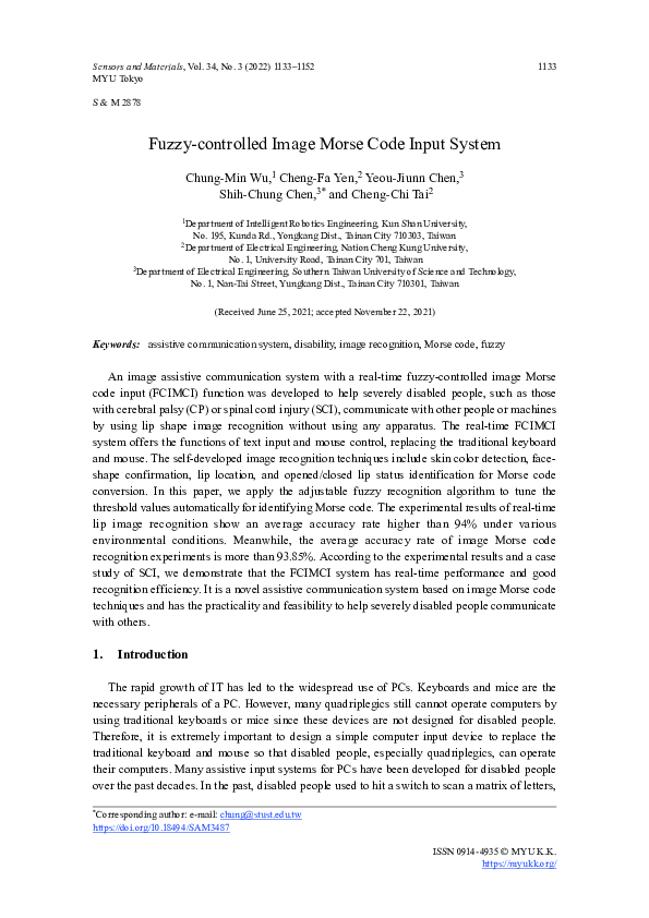 (PDF) Fuzzy-controlled Image Morse Code Input System