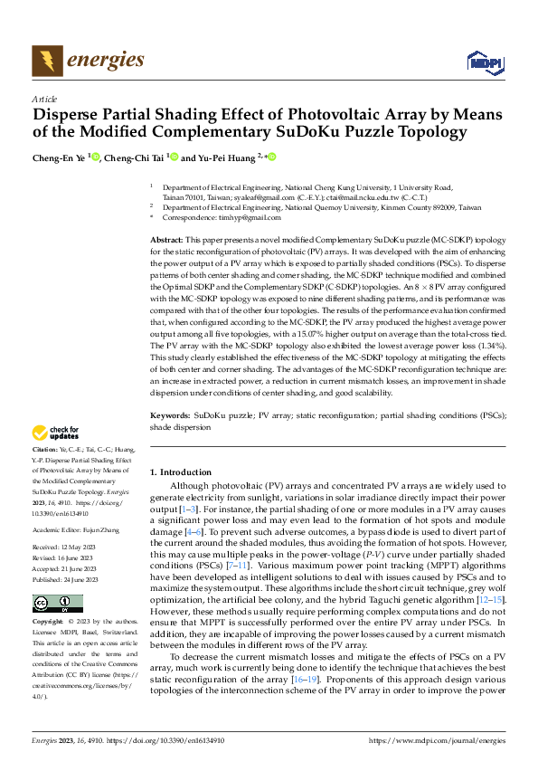 (PDF) Disperse Partial Shading Effect of Photovoltaic Array by Means of ...