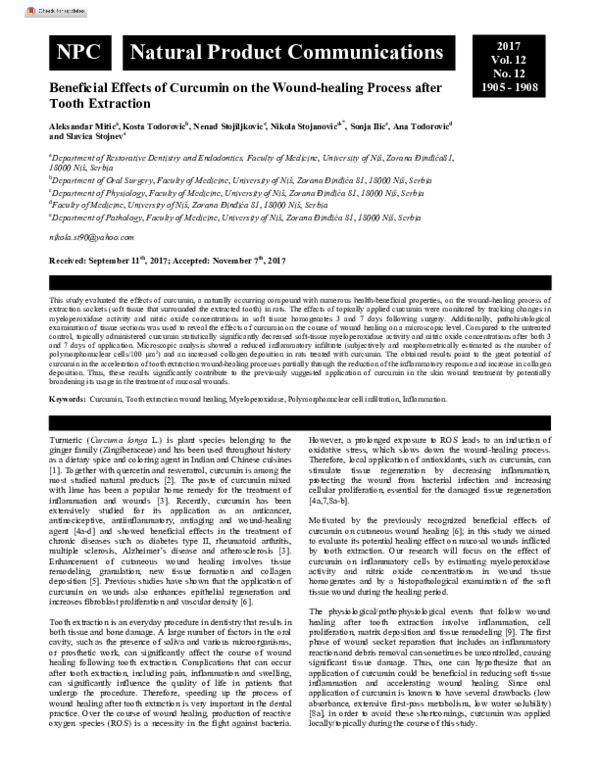 (PDF) Beneficial Effects of Curcumin on the Wound-healing Process after ...