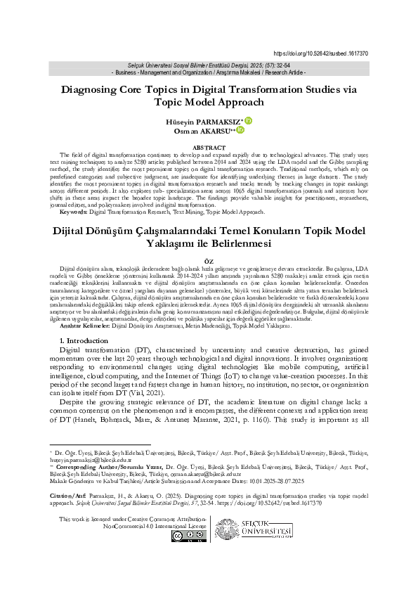 (PDF) Diagnosing Core Topics in Digital Transformation Studies via ...