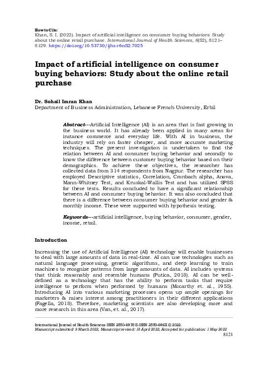 (PDF) Impact of artificial intelligence on consumer buying behaviors