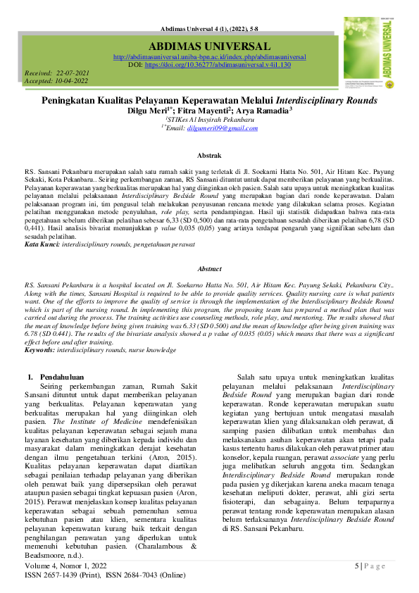 (PDF) Peningkatan Kualitas Pelayanan Keperawatan Melalui ...