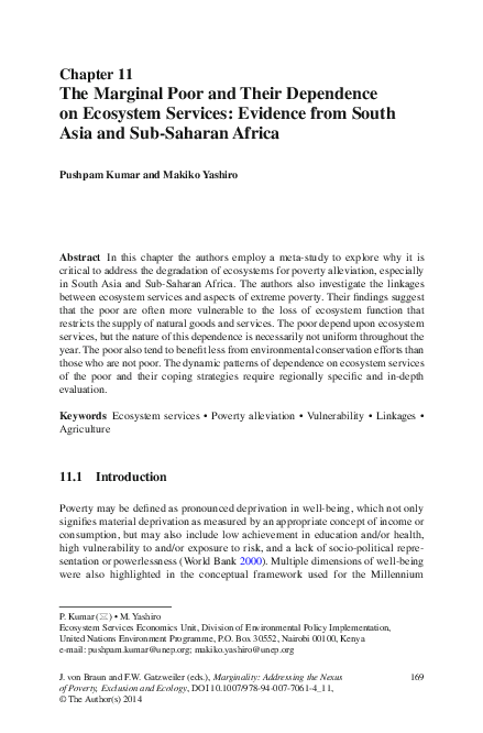 (PDF) The Marginal Poor and Their Dependence on Ecosystem Services ...