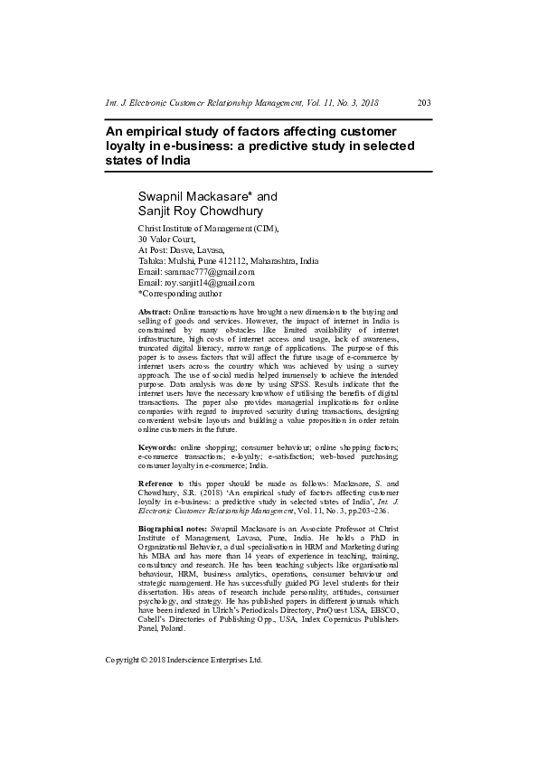 (PDF) An empirical study of factors affecting customer loyalty in e ...