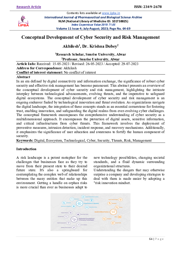 (PDF) Conceptual Development of Cyber Security and Risk Management