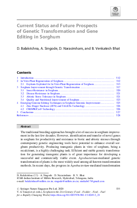 (PDF) Current Status and Future Prospects of Genetic Transformation and ...