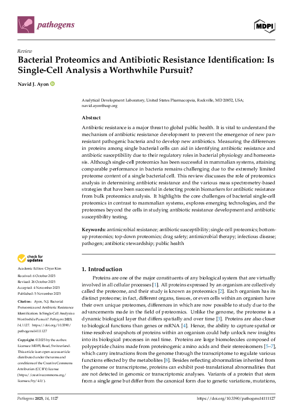 (PDF) Bacterial Proteomics and Antibiotic Resistance Identification: Is ...