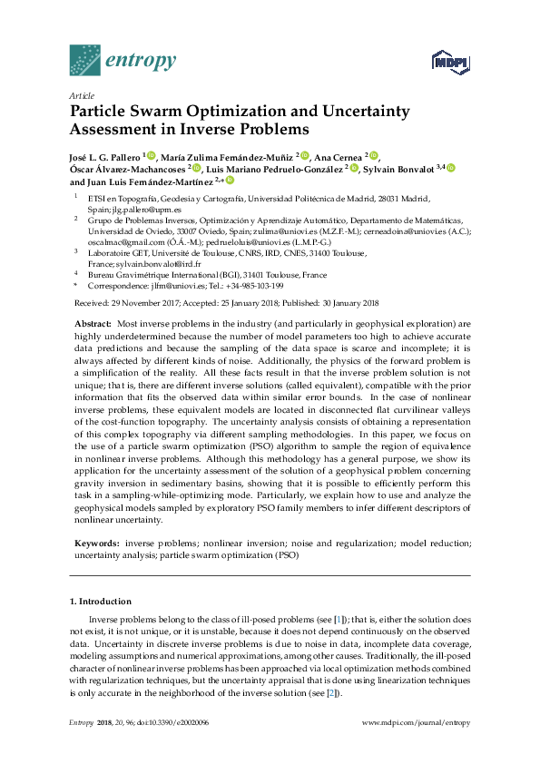 (PDF) Particle Swarm Optimization and Uncertainty Assessment in Inverse ...