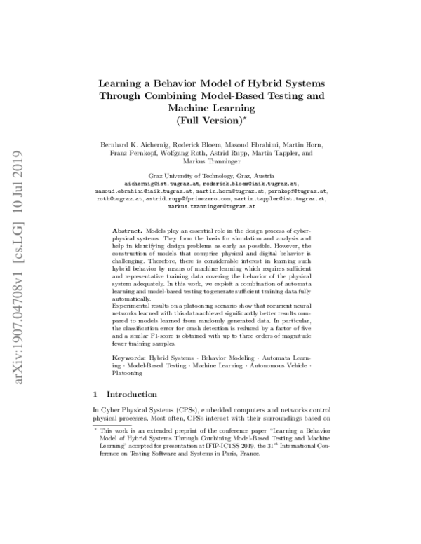 (PDF) Learning a Behavior Model of Hybrid Systems Through Combining ...