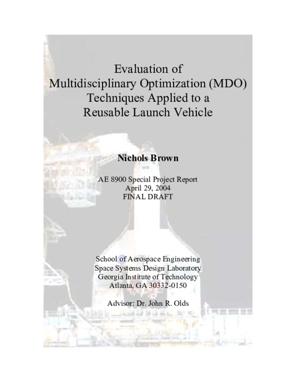 (PDF) Evaluation of Multidisciplinary Optimization Techniques Applied ...