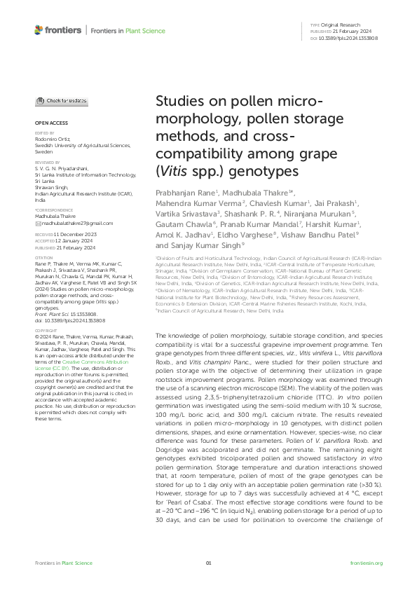 (PDF) Studies on pollen micro-morphology, pollen storage methods, and ...
