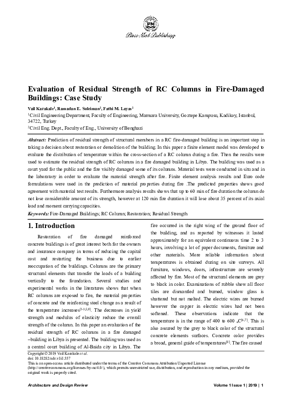 (PDF) Evaluation of Residual Strength of RC Columns in Fire-Damaged ...