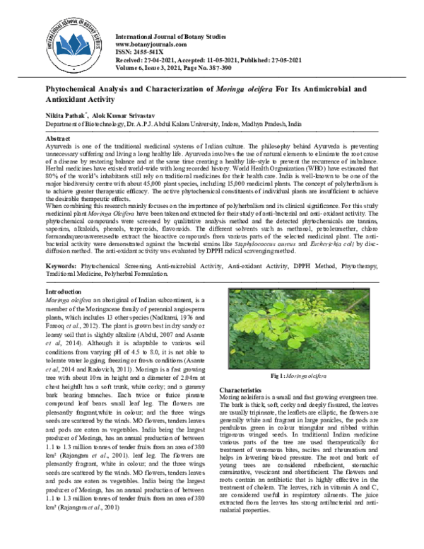 (PDF) Phytochemical Analysis and Characterization of Moringa oleifera ...