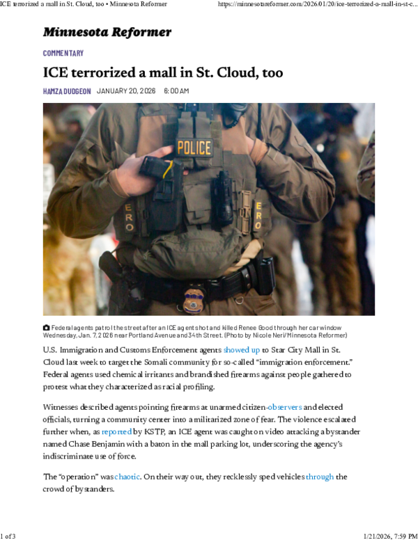 (PDF) ICE terrorized a mall in St Cloud too Minnesota Reformer
