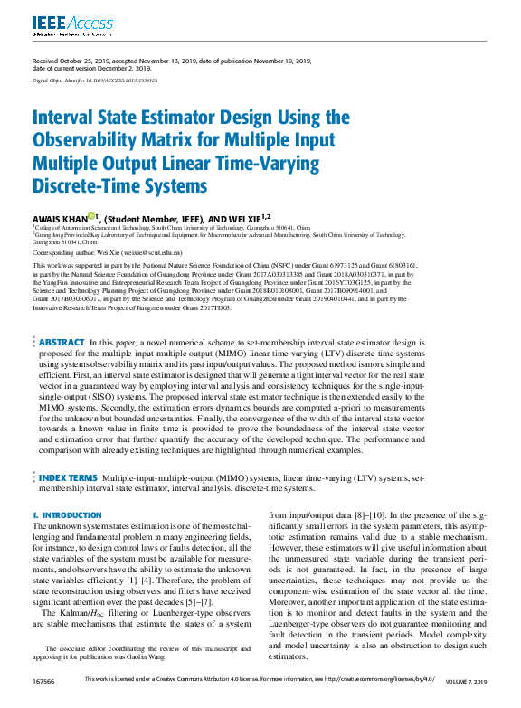 (PDF) Interval State Estimator Design Using the Observability Matrix ...