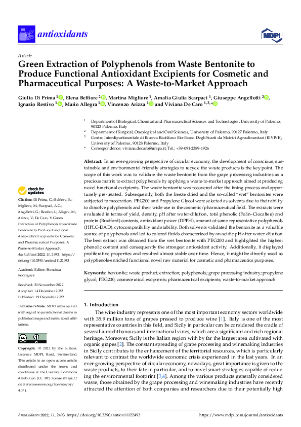 (PDF) Green Extraction of Polyphenols from Waste Bentonite to Produce ...