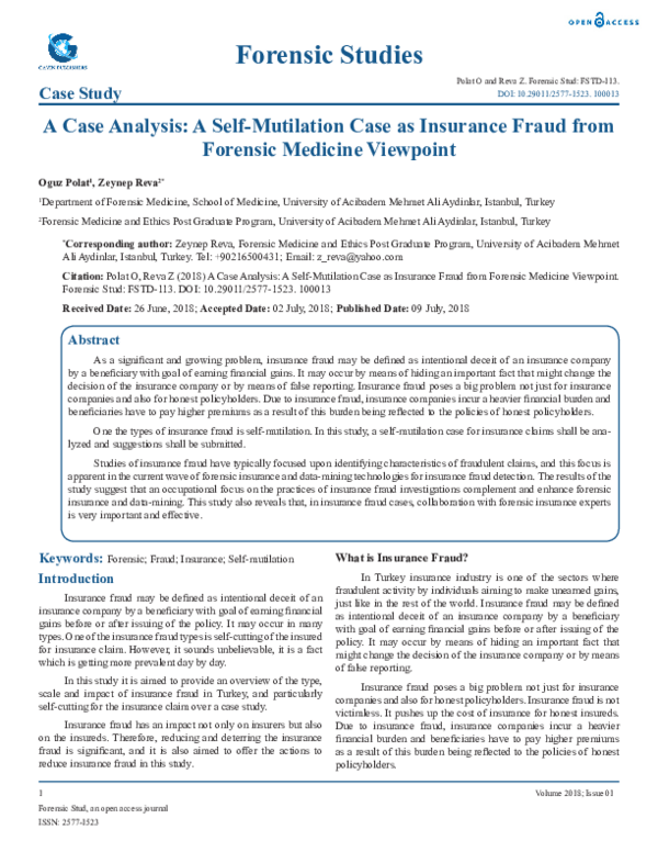(PDF) A Case Analysis a Selfmutilation Case as Insurance Fraud from ...