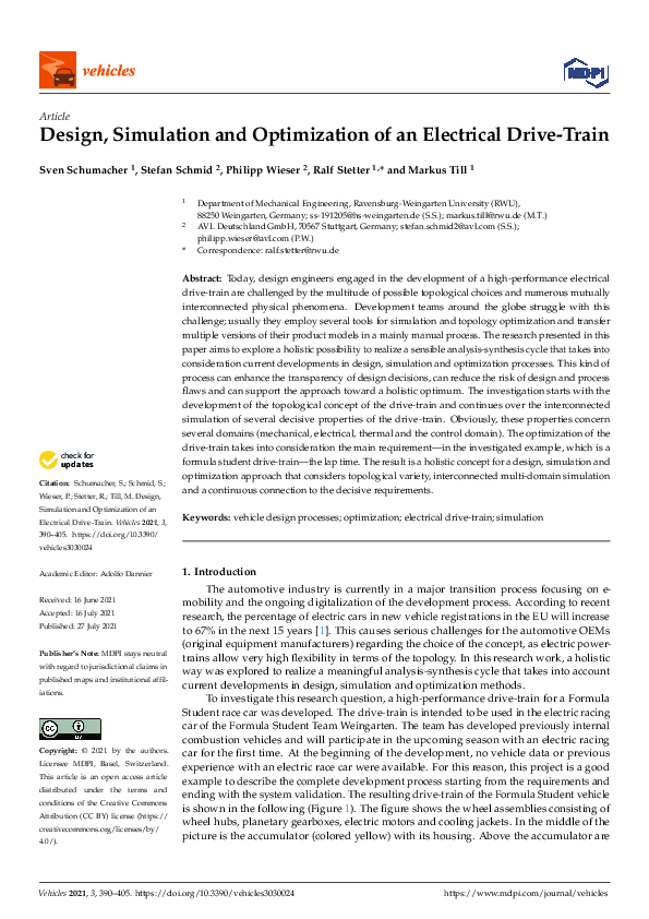 (PDF) Design, Simulation and Optimization of an Electrical Drive-Train