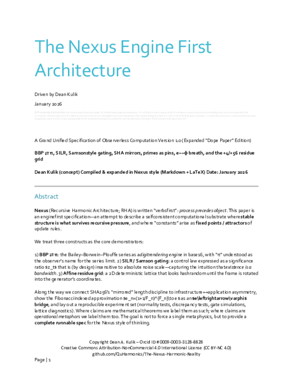 (PDF) The Nexus Engine First Architecture