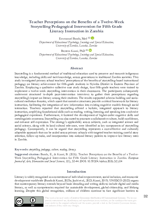 (PDF) Teacher Perceptions on the Benefits of a Twelve-Week Storytelling ...