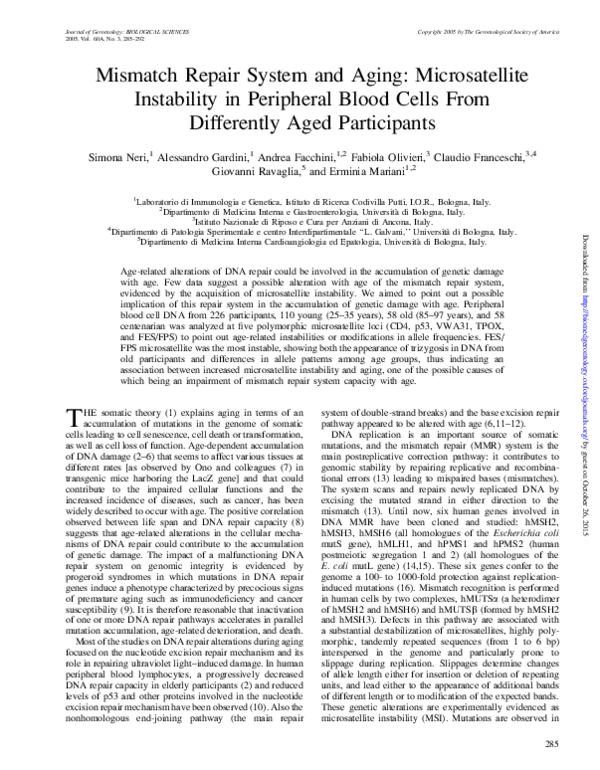 (PDF) Mismatch Repair System and Aging: Microsatellite Instability in ...