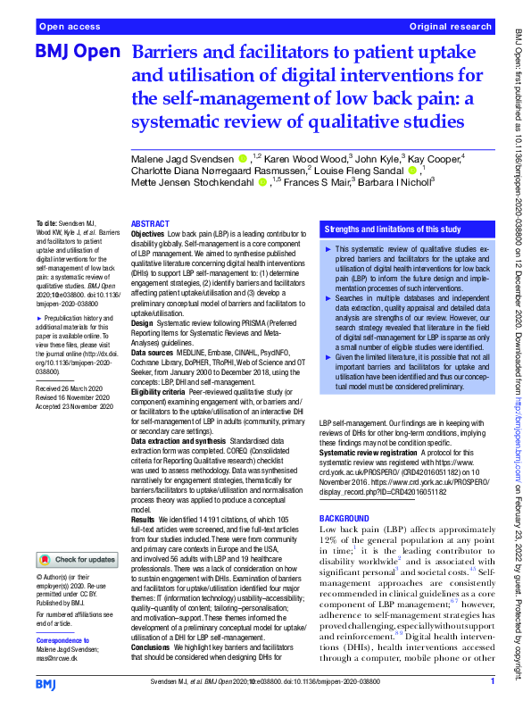(PDF) Barriers and facilitators to patient uptake and utilisation of ...