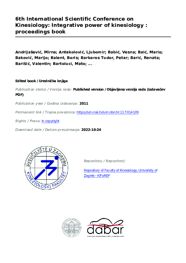 PDF) 6th International Scientific Conference on Kinesiology