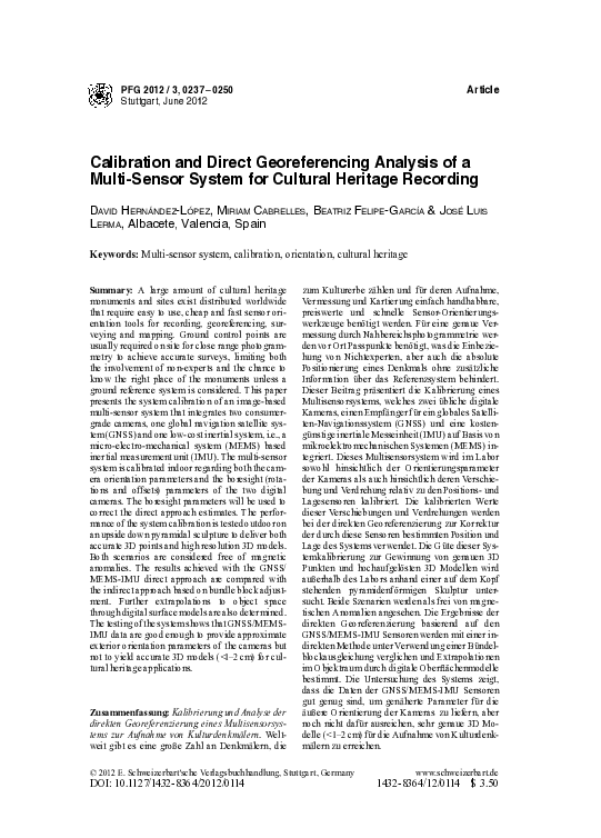 (PDF) Calibration and Direct Georeferencing Analysis of a Multi-Sensor ...