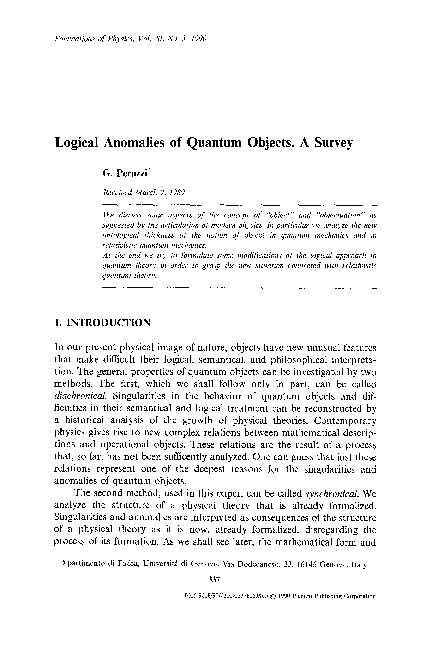 (PDF) Logical anomalies of quantum objects. A survey