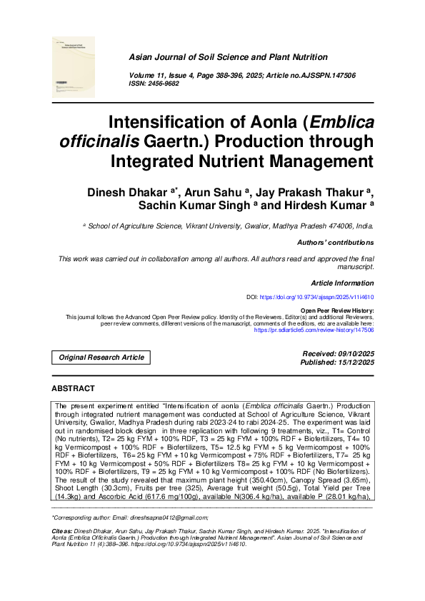 (PDF) Intensification of Aonla (Emblica officinalis Gaertn.) Production ...