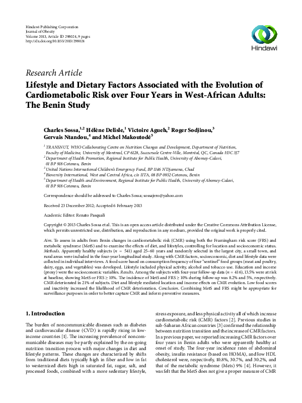 (PDF) Lifestyle and Dietary Factors Associated with the Evolution of ...